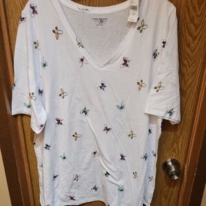 Lane Bryant White and Blue Oversized T-Shirt